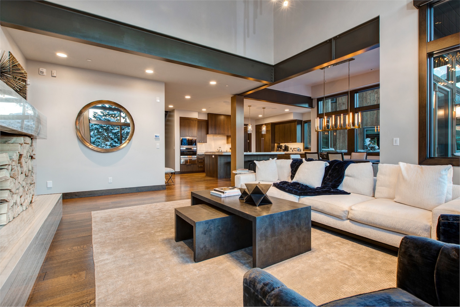 Spacious, mountain contemporary living room at Deer Valley luxury rental, Stein Eriksen Residences 